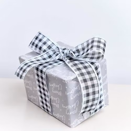 Melody Maison Black and White Checked Geometric Ribbon Garland, 270 cm