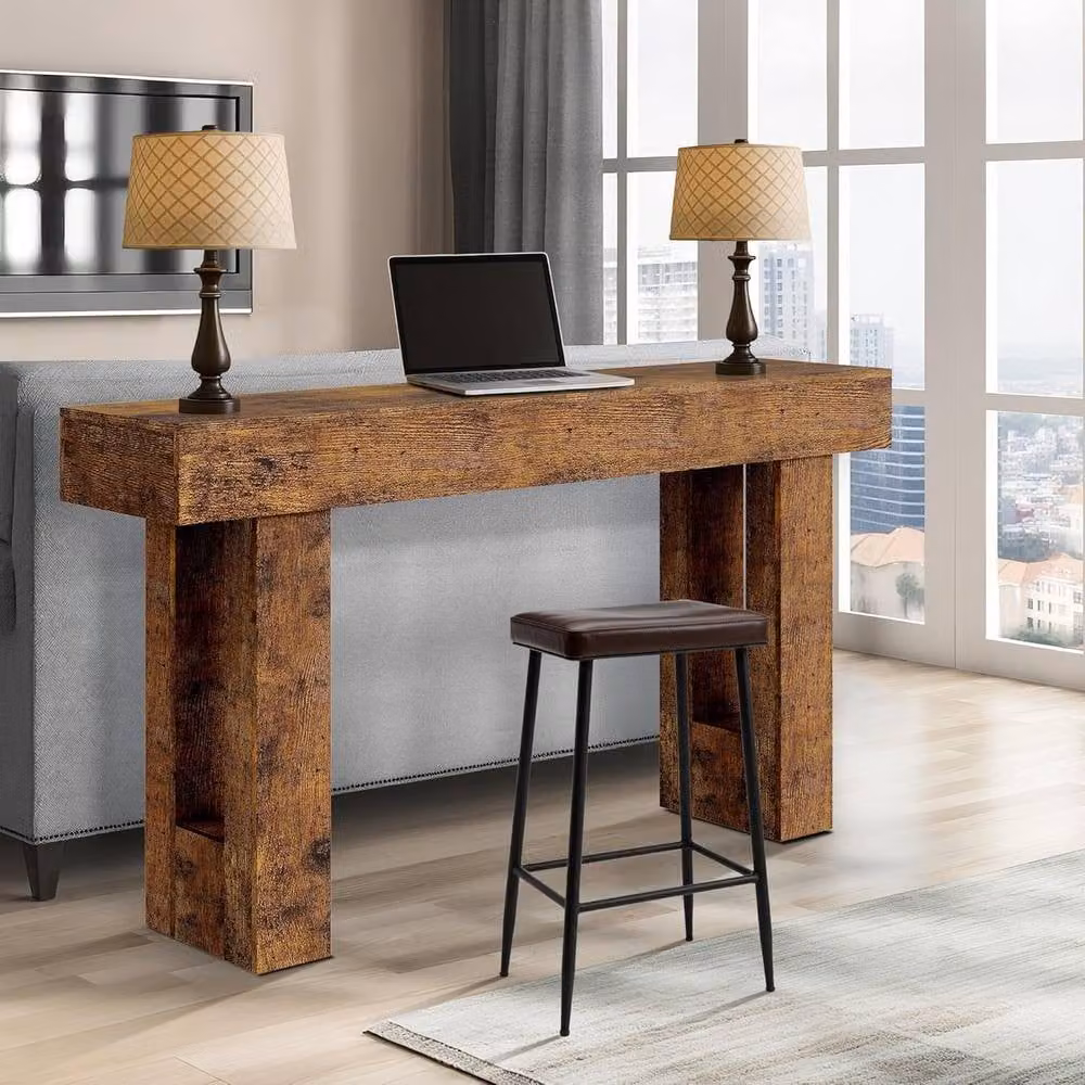 London Boutique Rustic Wood Console Table in Brown, W: 160 cm, H: 35 cm, D: 15 cm – 3