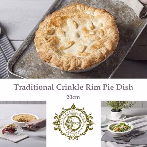 WM Bartleet & Sons 1750 White Porcelain Round Pie Dish with Crinkle Rim, Diameter: 20 cm – 2