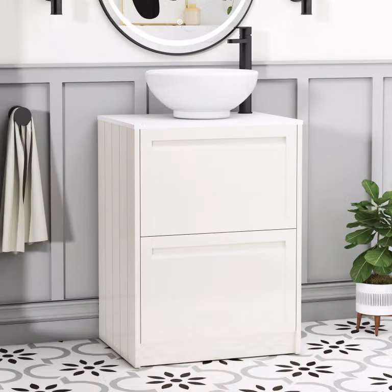 Royal Bathrooms Elmore 600mm Classic White Floor Standing 2 Drawer Vanity Unit with Breeze Basin