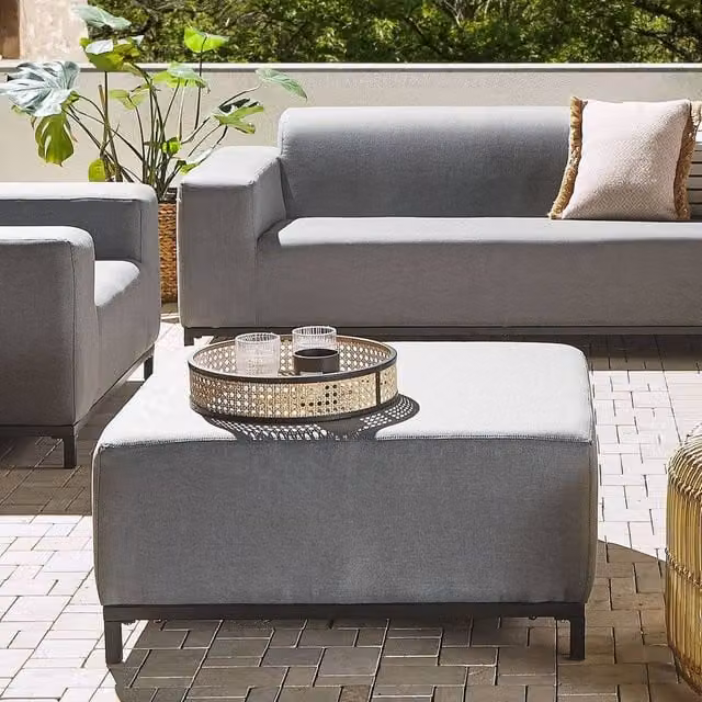 Wyld and Coco Grey Water-Resistant Ottoman with Black Aluminium Legs
