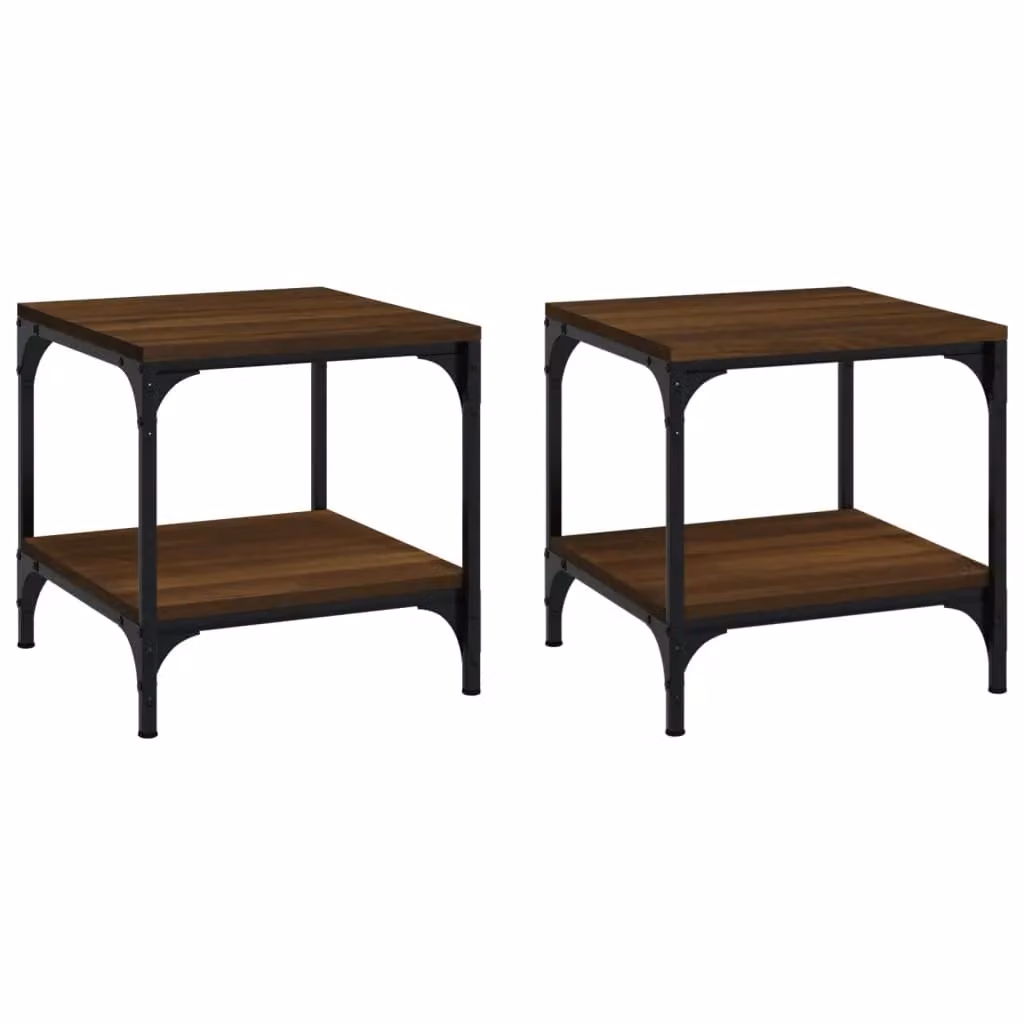 Berkfield Home Set of 2 Brown Oak Side Tables, W/D/H: 40 x 40 x 40 cm – 1