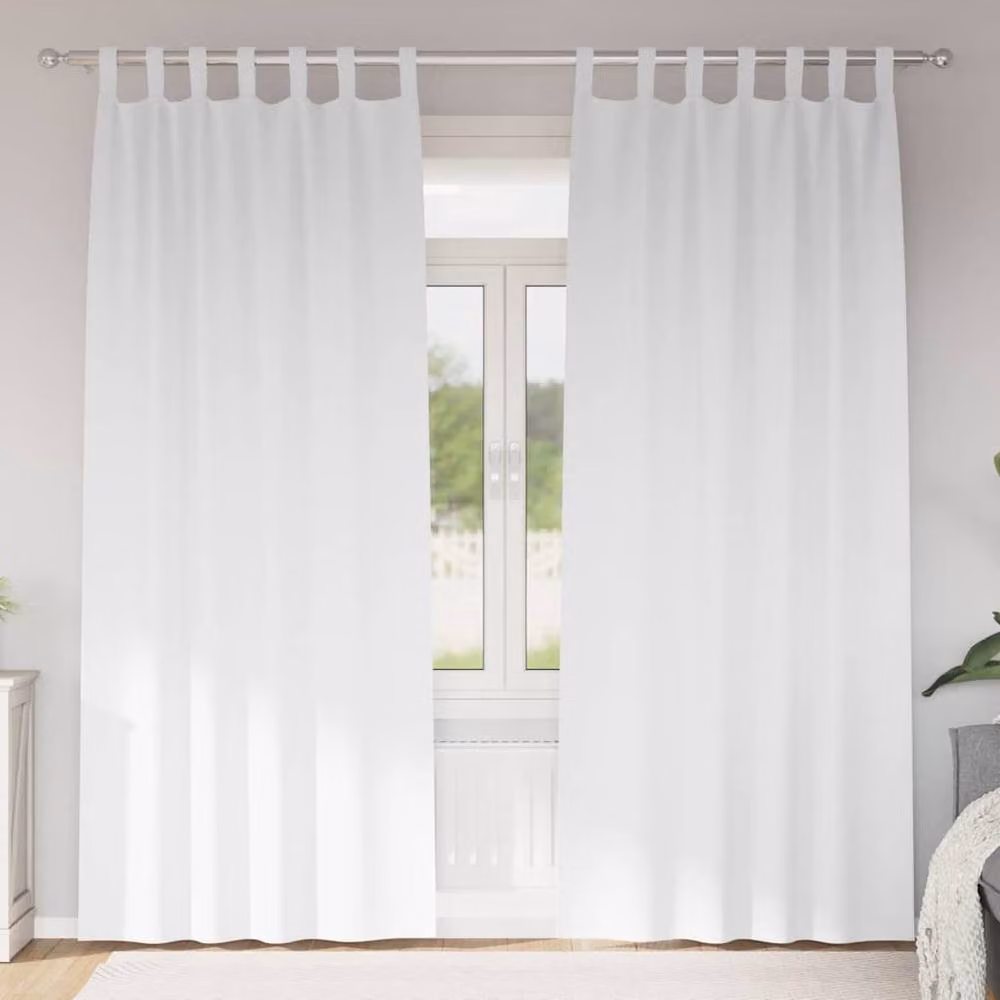 Berkfield Home Modern White Polyester Fabric Panel Curtains, 2 Pack, W: 140 cm, H: 260 cm