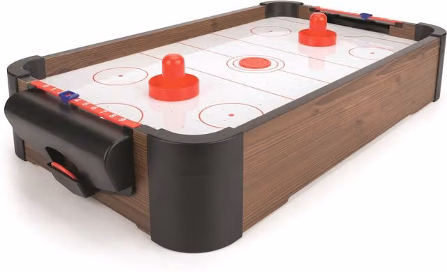 AMRAP 20 Portable Wooden Tabletop Air Hockey Set in Brown