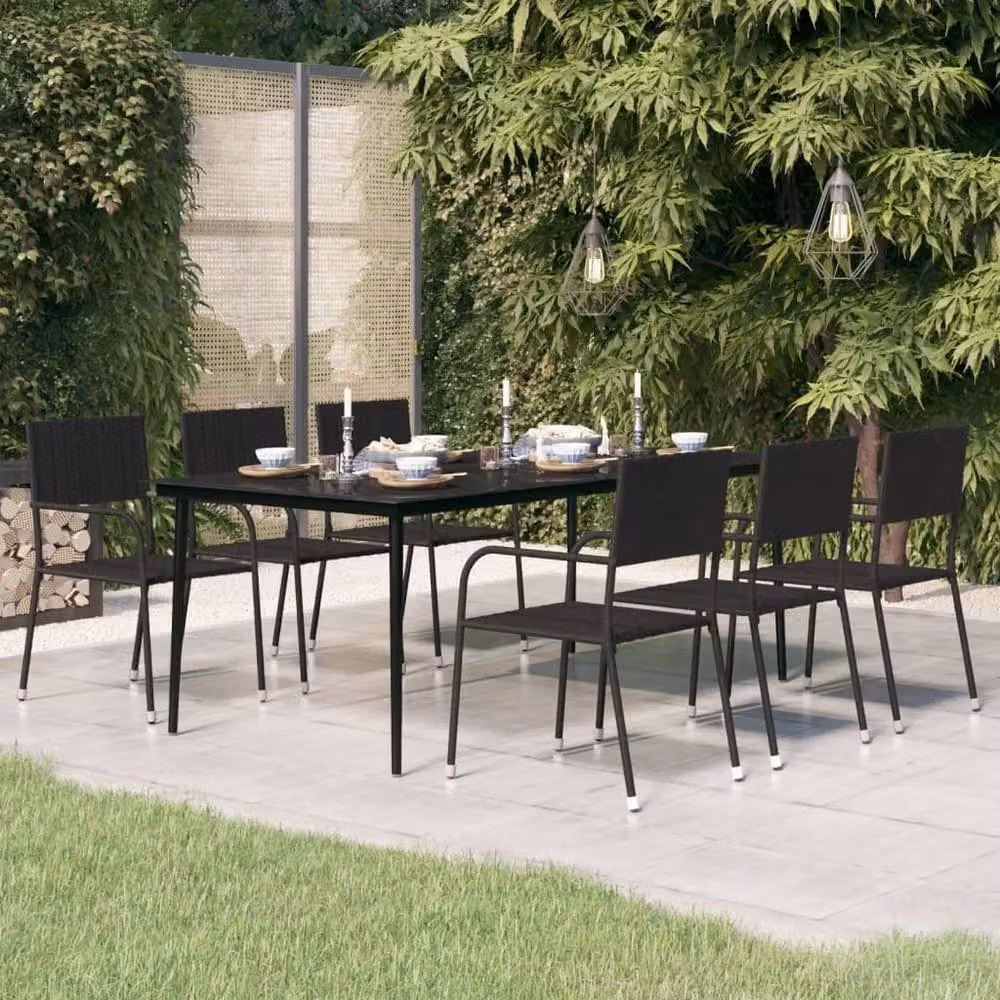 Berkfield Home Classic Garden Dining Table in Black Steel and Glass, W/D/H: 200 x 100 x 74 cm – 2