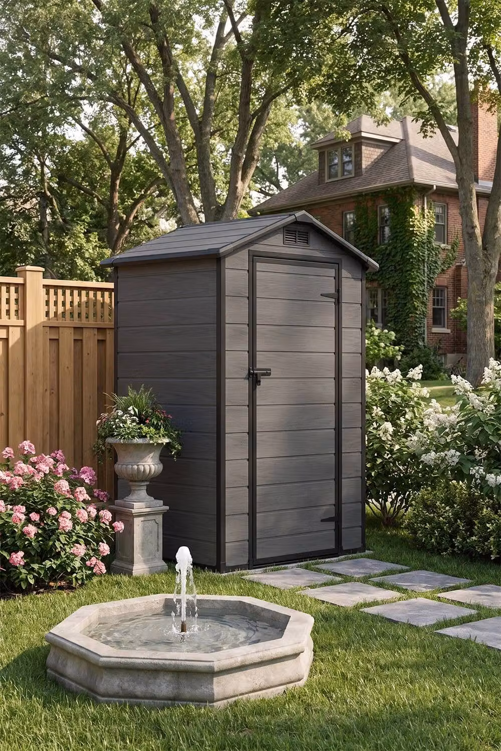 Living and Home Dark Grey Plastic Garden Storage Shed with Lockable Single Door – 2