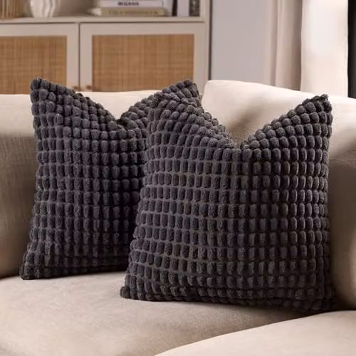 OHS Pack of 4 Bobble Textured Square Cushion Covers in Grey, W/H: 45 x 45 cm – 2