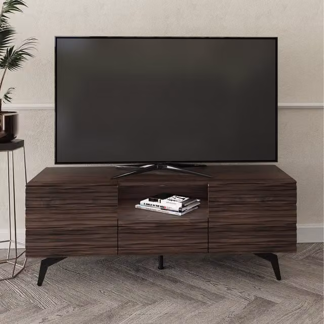 GFW Bantham Modern TV Unit in Dark Walnut Wood