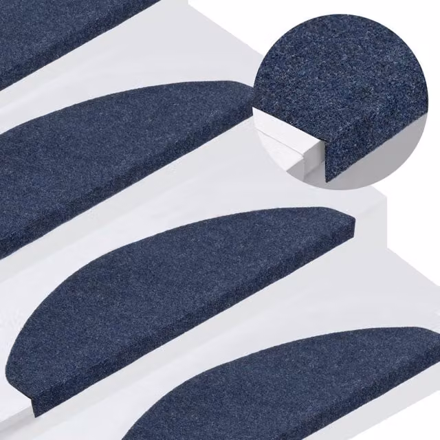 Berkfield Home Self-adhesive Non-slip Stair Mats, 15 Pieces, Blue, W: 65 cm, D: 22.5 cm, H: 3.5 cm – 1