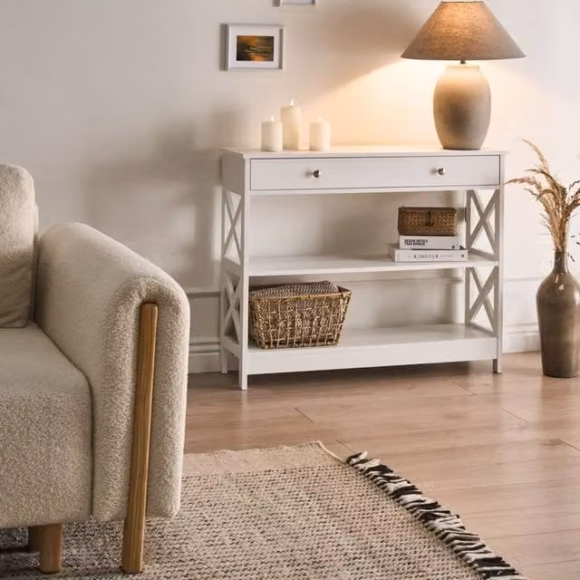 Wyld and Coco Nordic White Lacquered Sideboard, W: 100 cm, D: 30 cm