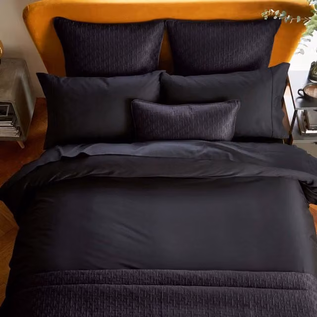 Ted Baker Single Duvet Cover in Black, 250 Thread Count Mako Satin Cotton