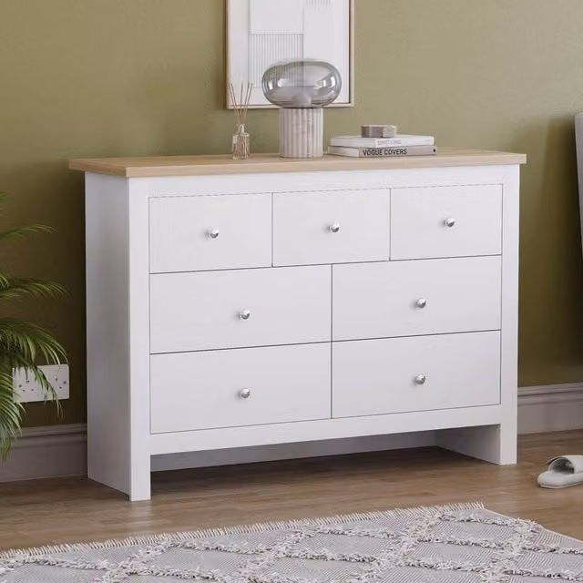 HD Designs Arlington 4+3 Drawer Chest of Drawers in White – 1