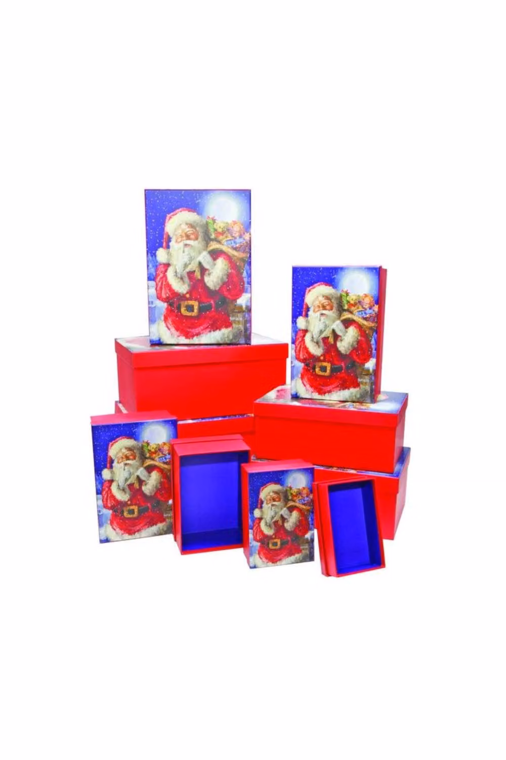 KDMD Set of 10 Red Nested Santa Christmas Paper Gift Boxes – 2