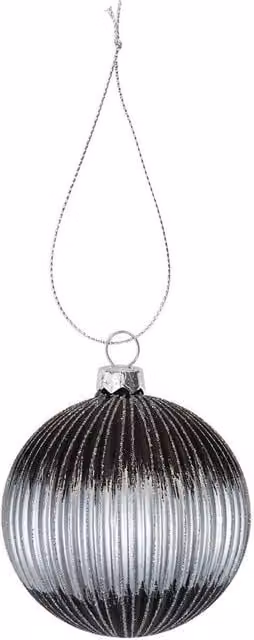 VFM e-Store Silver Glass Hanging Christmas Bauble Decoration – 1