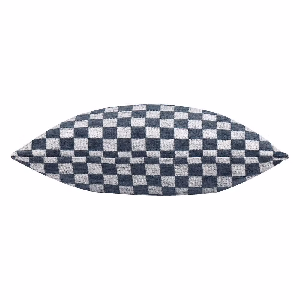 HOEM Larro Blue Chenille Checkerboard Square Cushion, W/D/H: 45 x 45 x 45 cm – 3