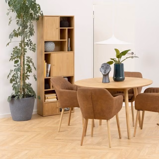 Furniture To Go Rangoon Tall Modern Wood Bookcase in Brown Oak