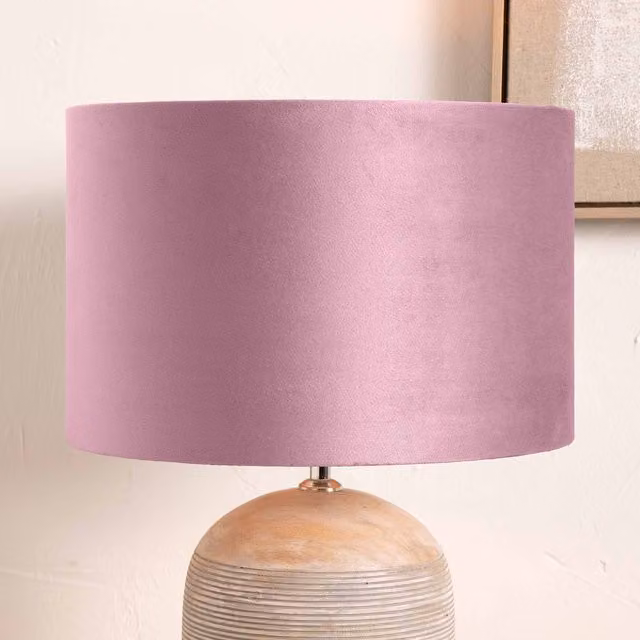 Ruma Pink Velvet Cylinder Lampshade for Table and Floor Lamps, Diameter: 40.64 cm