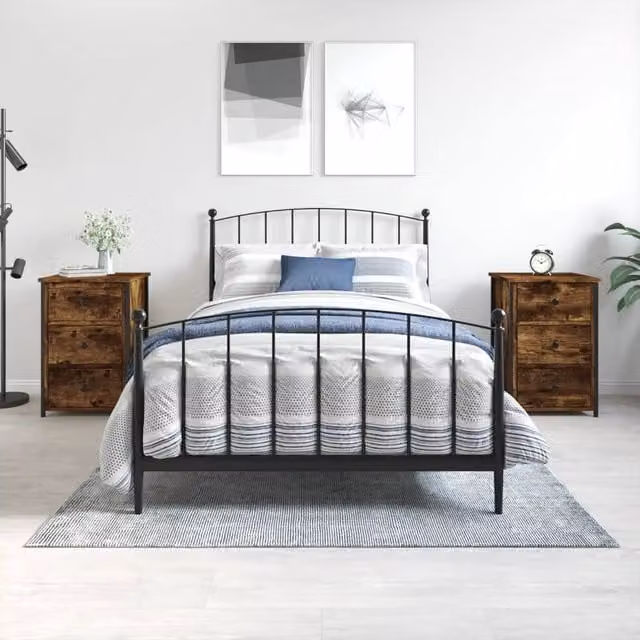 Berkfield Home Set of 2 Smoked Oak Bedside Cabinets in Brown, W/D/H: 40 x 36 x 60 cm