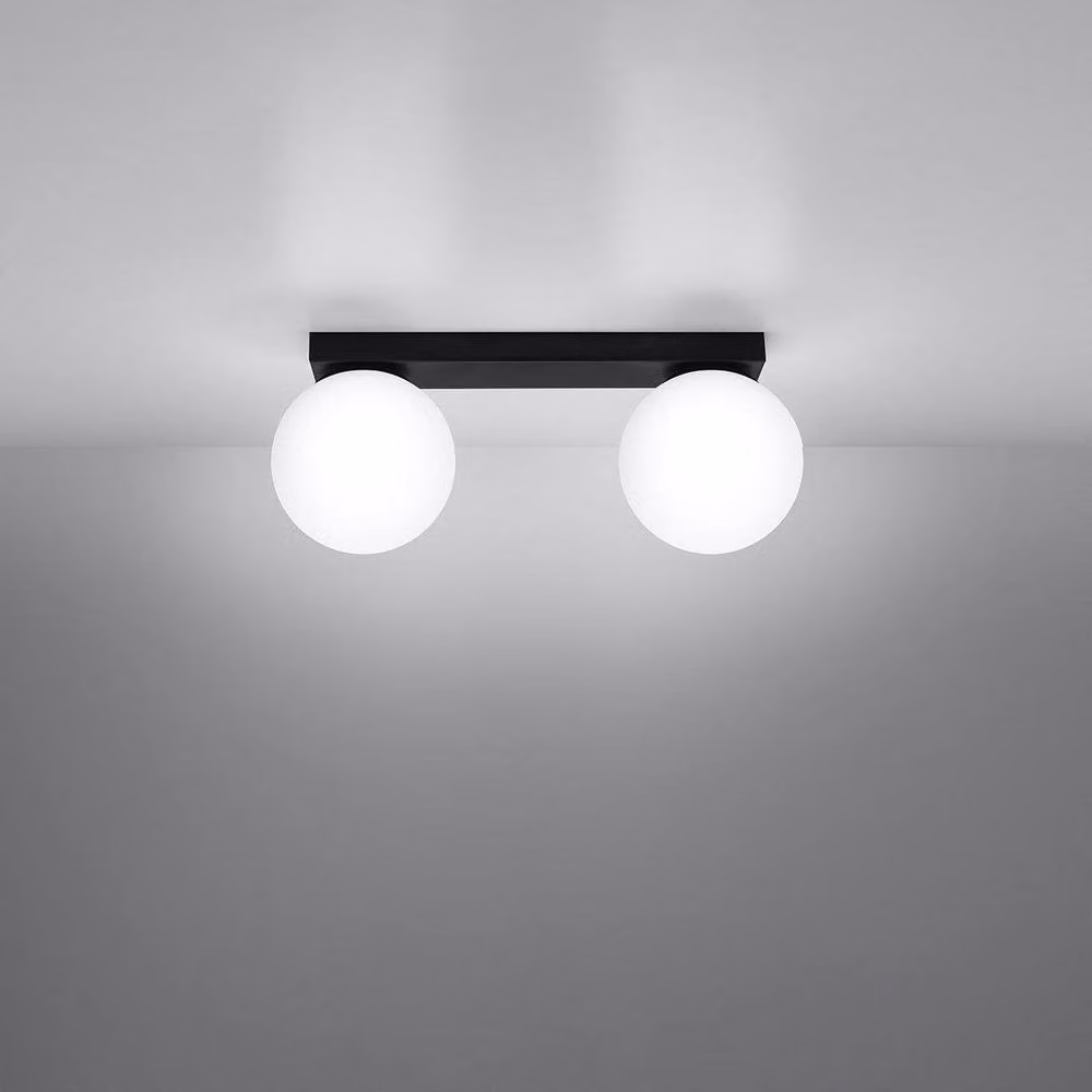 Sollux Lighting Modern Black Glass Ceiling Lamp with 2 Lights, W/D/H: 34.5 x 14.5 x 12 cm – 3