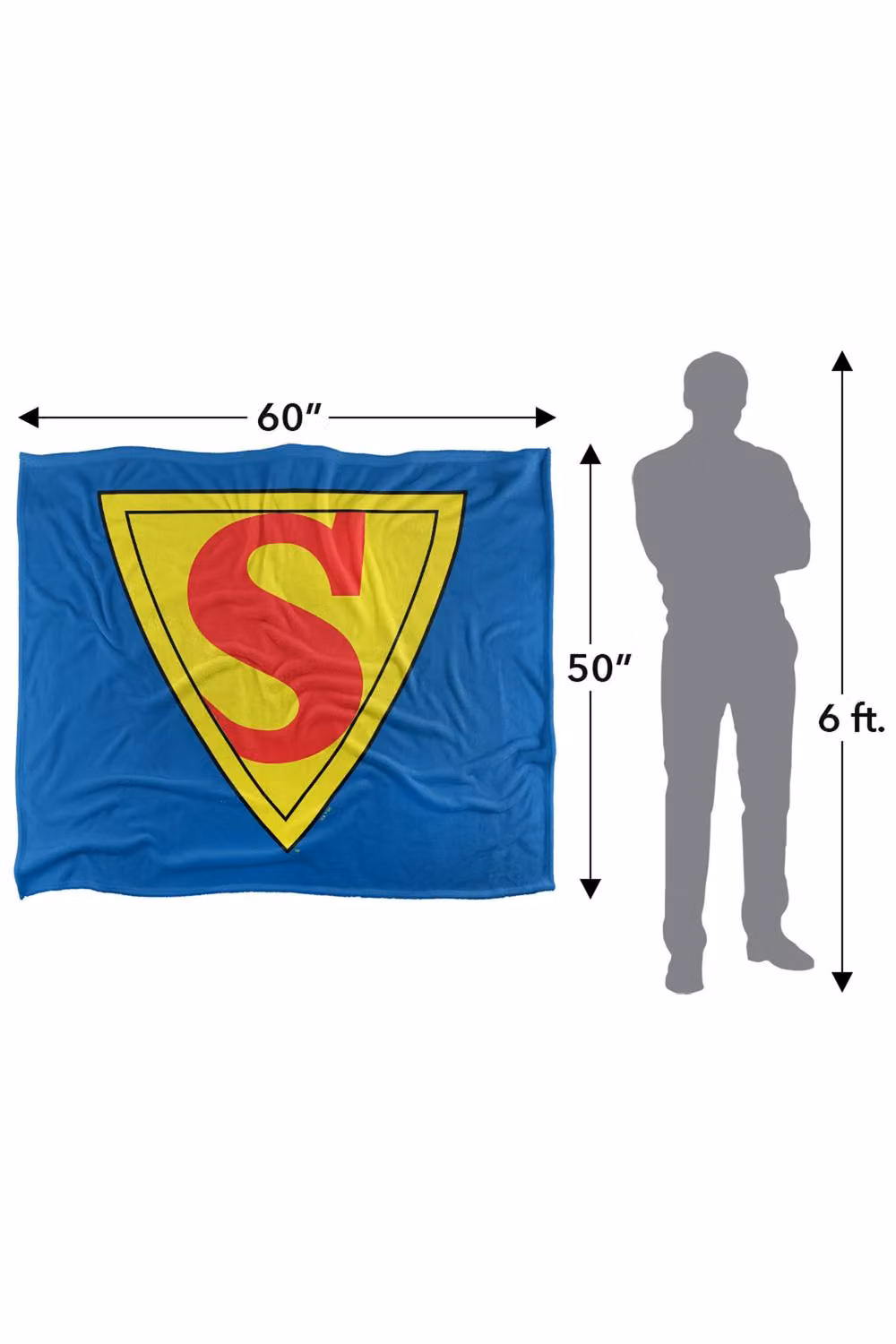 Warner Bros. Superman Shield 1939 Super Soft Fleece Throw Blanket, Multicolour, W: 91.44 cm x D: 91.44 cm x H: 147 cm – 6