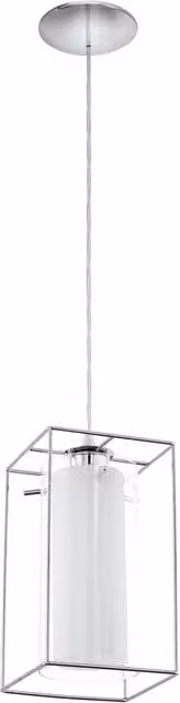 Loops Modern Suspended Pendant Light with Chrome Metal and White Transparent Glass Shade, E27, 1x60W, Height: 150 cm, Width: 110 cm, Depth: 110 cm – 1