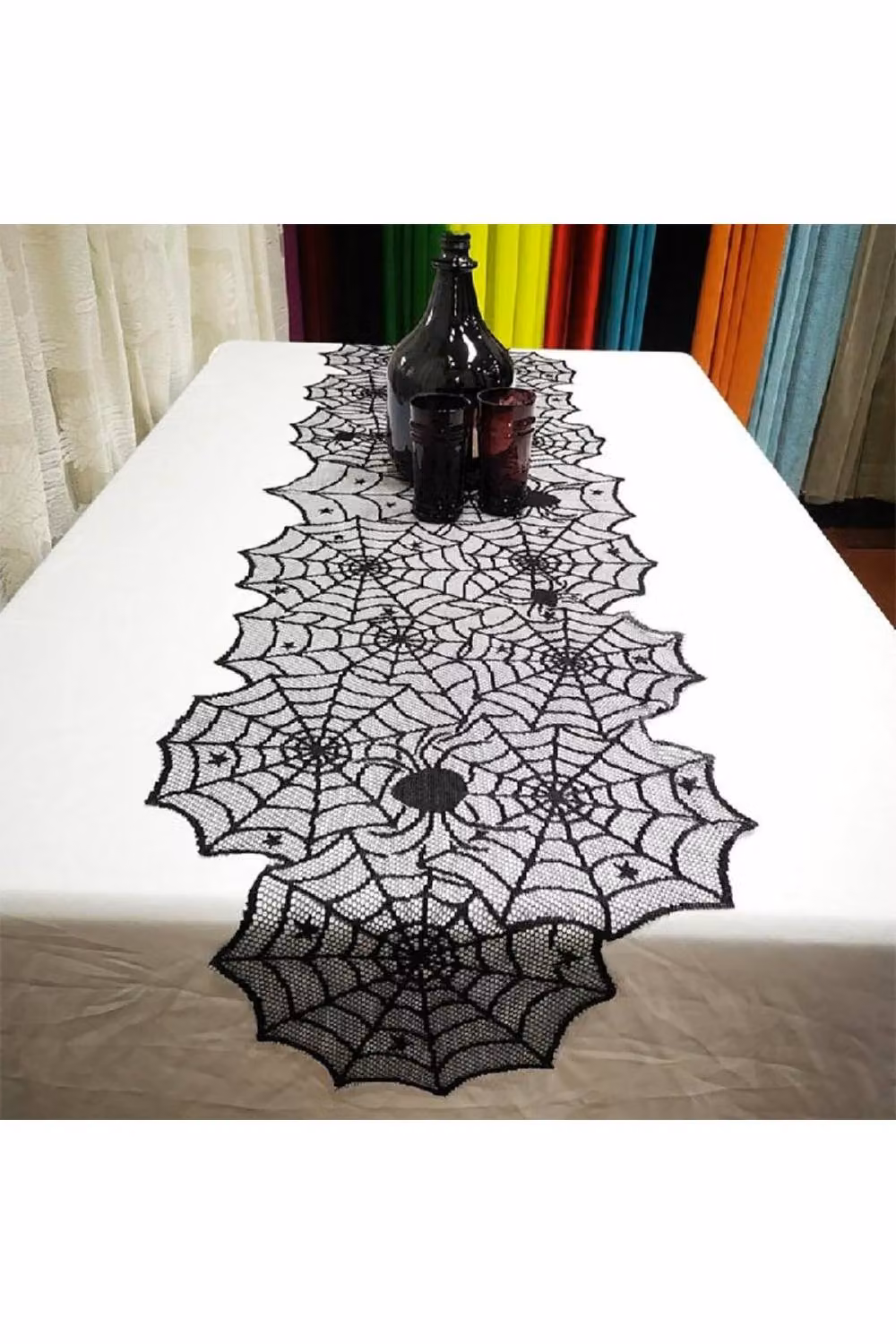 KDMD Black Lace Spider Web Polyester Table Runner – 5