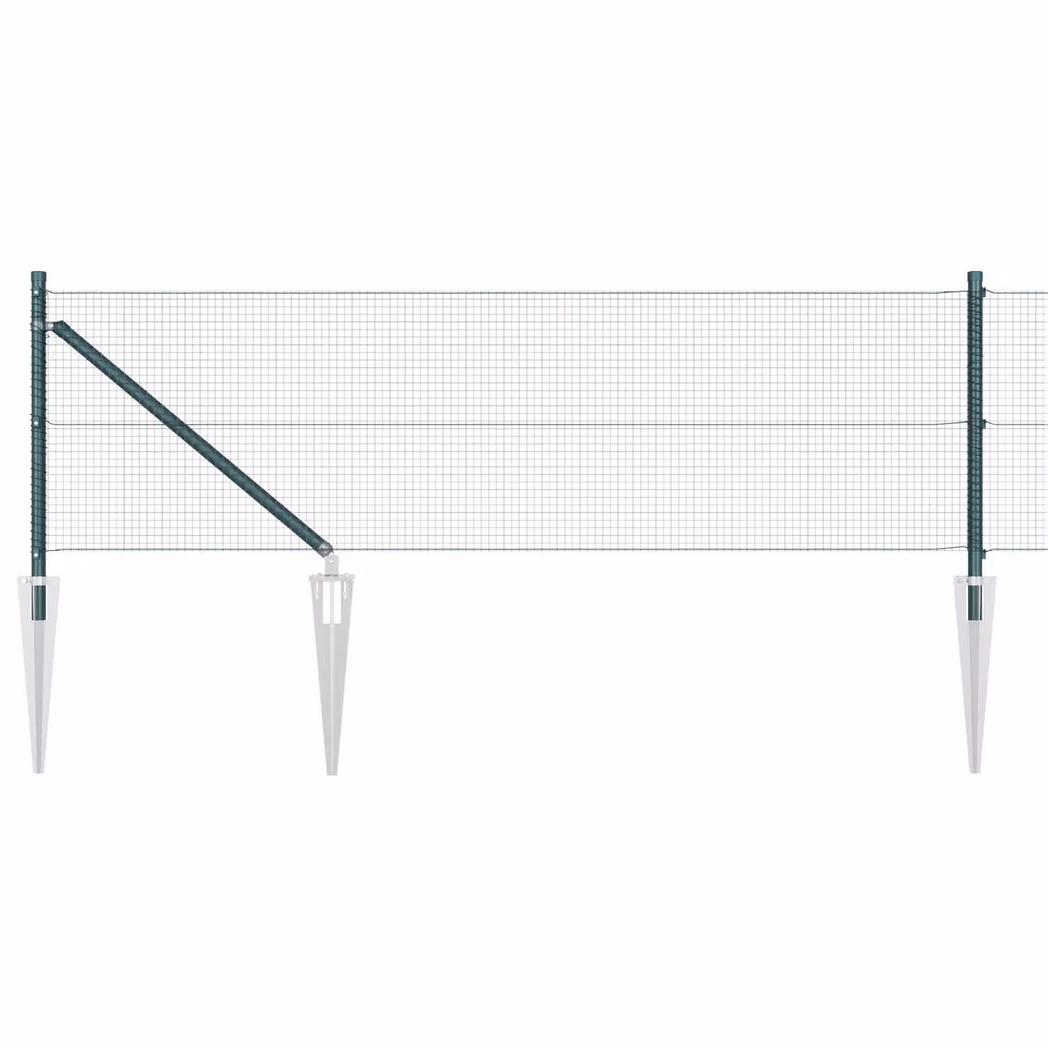 Berkfield Home Green PVC-Coated Welded Wire Fence with 7 Spike Posts, W: 10 m, H: 0.8 m – 2