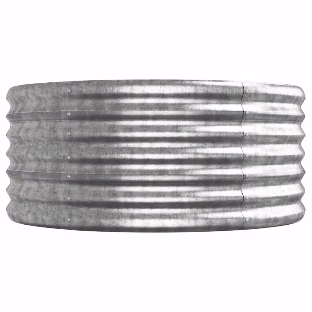 Berkfield Home Garden Powder-coated Steel Raised Bed in Silver, W: 368 cm, D: 80 cm, H: 36 cm – 2