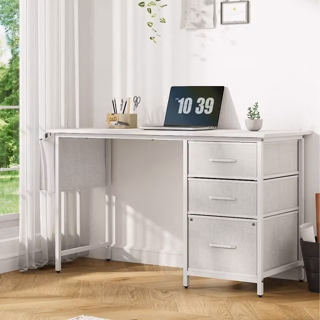 Lifeideas Modern Computer Desk in Silver and White