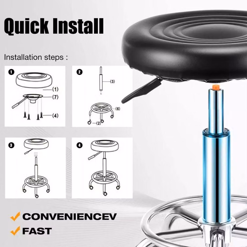 Kelvenix Height Adjustable Swivel Round Salon Stool in Black – 3