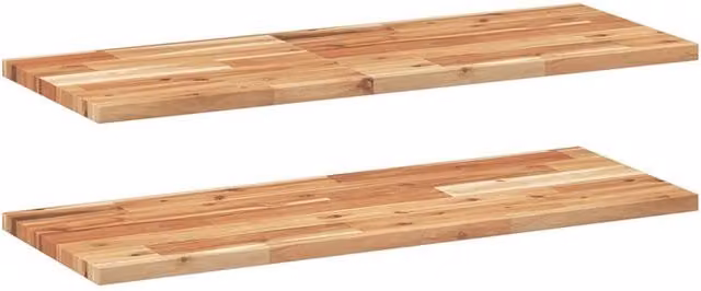 Berkfield Home Set of 2 Floating Acacia Wood Shelves, Brown, W/D/H: 80 x 30 x 2 cm