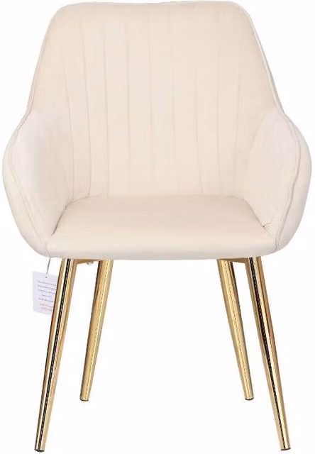 Hygrad Set of 2 Beige Velvet Dining Chairs with Gold Metal Legs