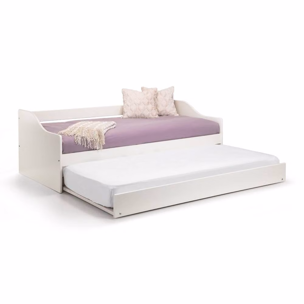 Cheshire Redwood Modern Single Daybed in White with Drawers, W/D/H: 90 x 200 cm – 1