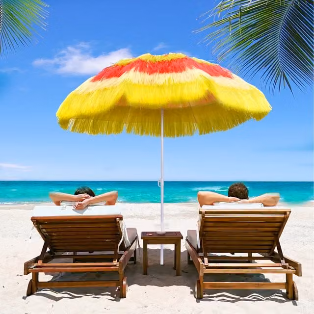 Outsunny Hawaii Beach Folding Umbrella in Multicolour and Yellow