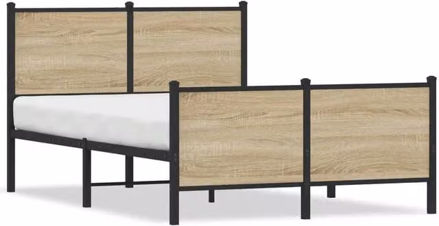 Berkfield Home Metal Bed Frame in Sonoma Oak, Small Double, W/D/H: 120 x 190 cm