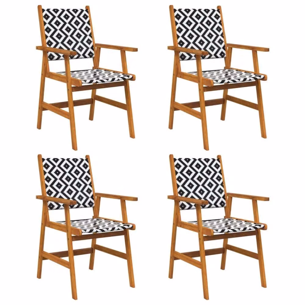 Berkfield Home Set of 4 Stable Garden Chairs in Brown Solid Acacia Wood – 3