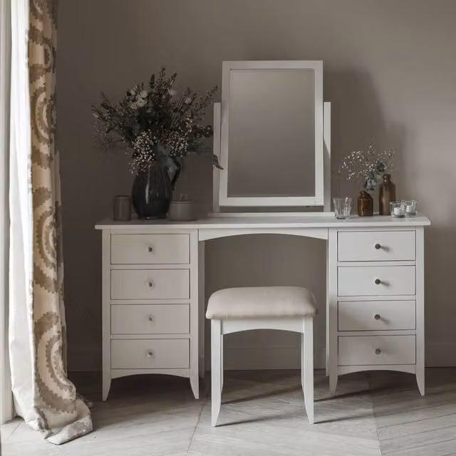 Statement Furniture Edward Hopper Dressing Table in White with 8 Drawers, W/D/H: 139 x 41 x 74 cm – 1