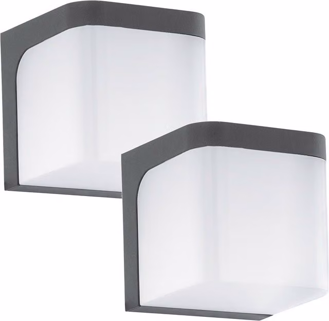 Loops 2 Pack Anthracite Cast Aluminium IP44 Outdoor LED Wall Lanterns with RGB Multicolour Lighting