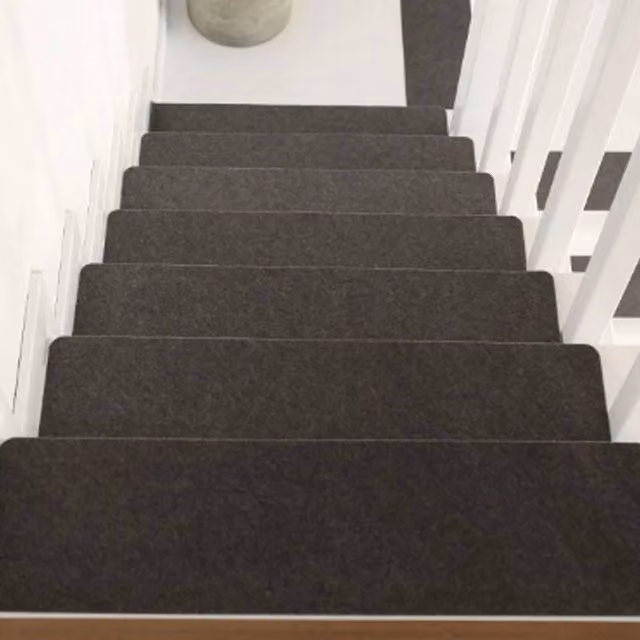 Kelvenix 14-Piece Non-Slip Self-Adhesive Carpet Stair Treads in Dark Grey, W: 1000 cm, D: 52 cm
