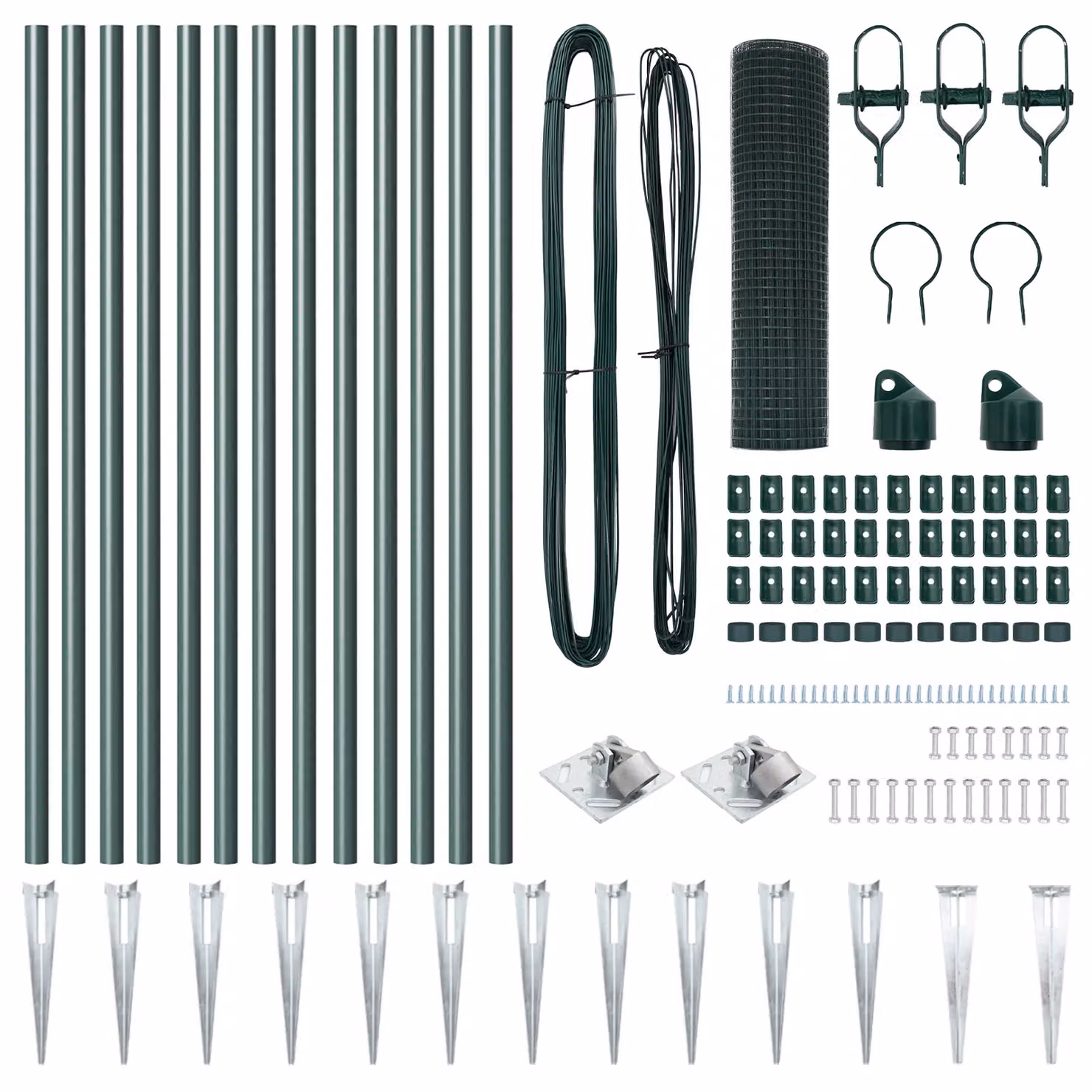 Berkfield Home Green Powder-Coated Galvanised Steel Welded Wire Fence with 13 In-Ground Spike Posts, W: 0.6 m, L: 25 m – 3
