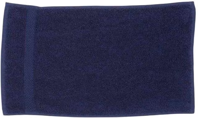 Towel City Luxury Navy Blue Cotton Terrycloth Guest Towel with Hanging Loop