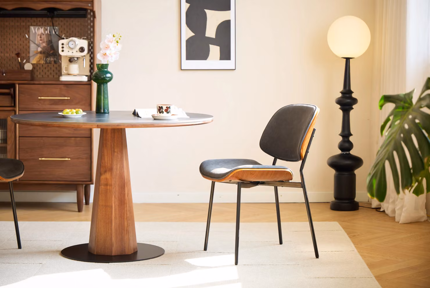 Nordlys Set of 2 Industrial Black Metal and Wood Dining Chairs – 4