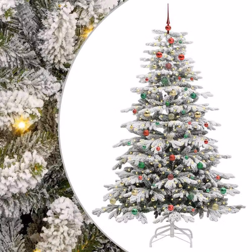 Berkfield Home Artificial Hinged Christmas Tree in White, Height: 240 cm – 2