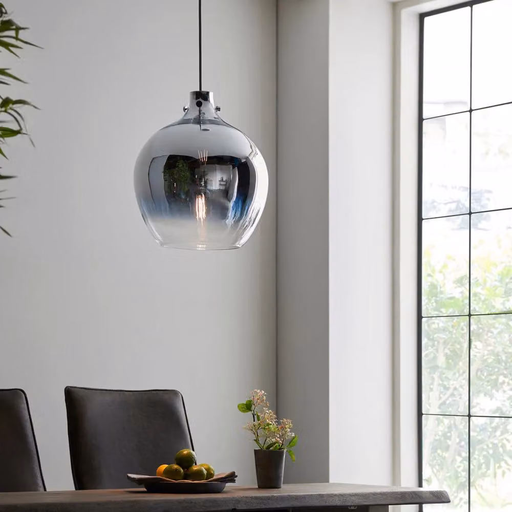 Loops Chrome and Transparent Glass Pendant Light with Adjustable Height – 3