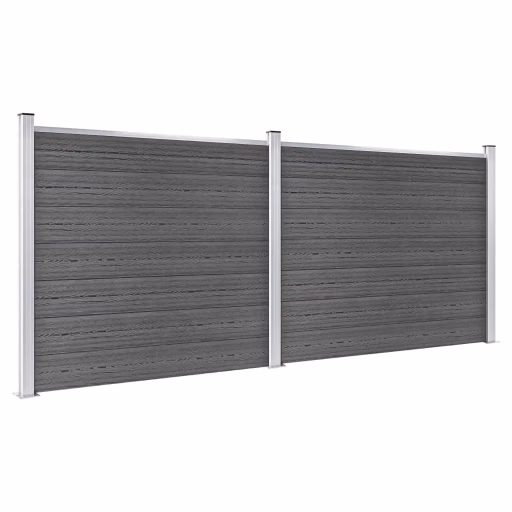 Berkfield Home WPC Fence Panel Set in Black, W: 353 cm, H: 146 cm – 2