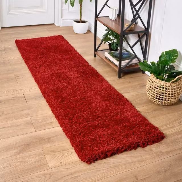 Bravich California Shaggy Rug in Red, W: 230 cm, D: 60 cm