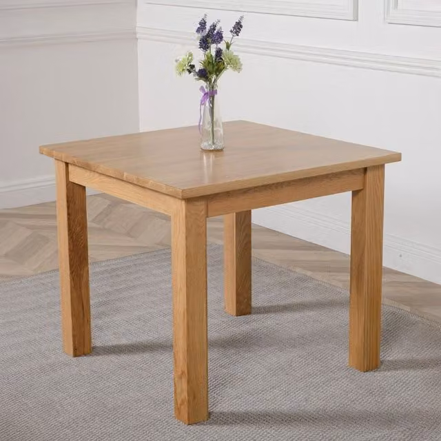 Thats Furniture Oslo Minimalist Square Solid Oak Dining Table in Brown
