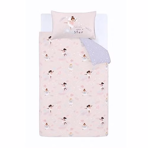 Catherine Lansfield Dancing Fairies Reversible Childrens Duvet Cover and Pillowcase Set, Pink, W/D/H: 135 x 200 cm, Pillowcase: 50 x 75 cm – 2