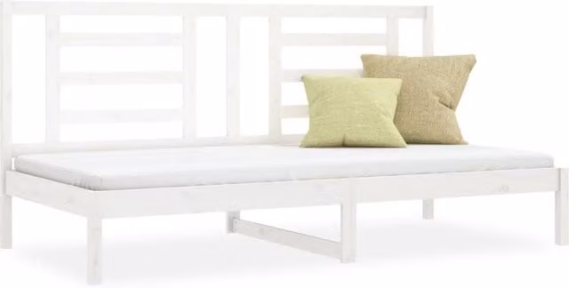 Berkfield Home White Solid Wood Pine Day Bed W/D/H: 90 x 200 cm