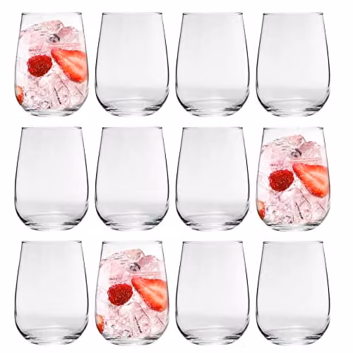 LAV Gaia Stemless Wine Glasses, Transparent, 590ml, Pack of 12
